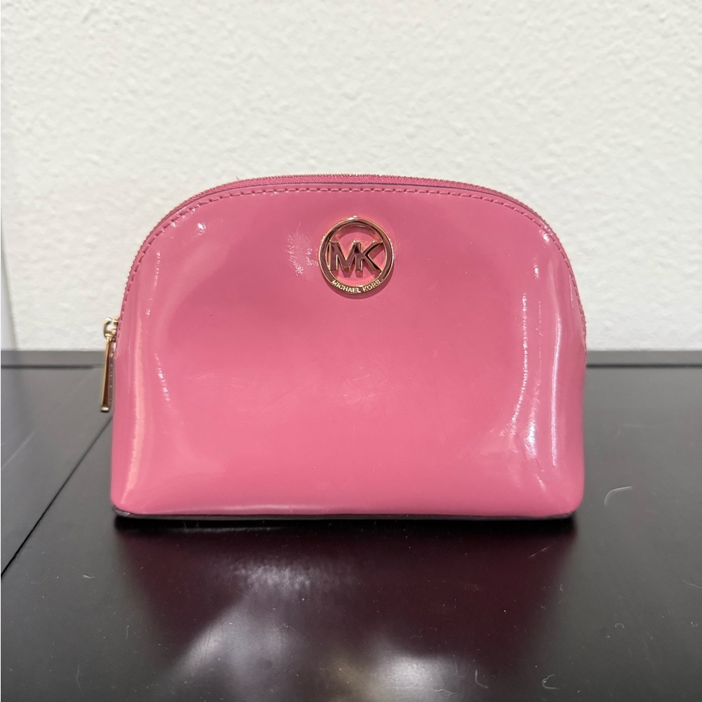 Michael Kors Pink Cosmetic Bag with Gold Accents